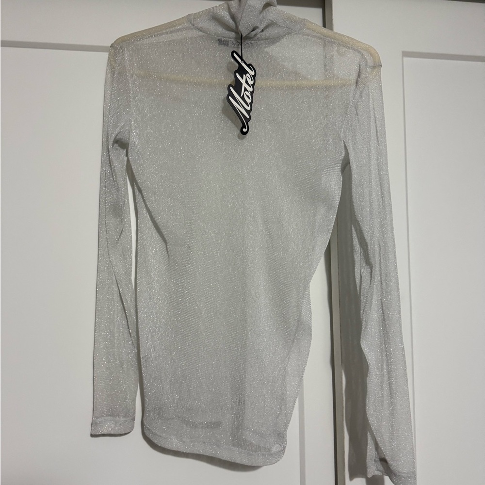 Motel Rocks silver Fitted Blouse with Mandarin Collar